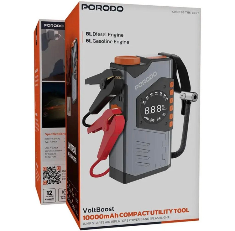 جامپاستارتر و پاوربانک خودرو پرودو مدل Porodo VoltBoost 10000mAh PDPBA10GY