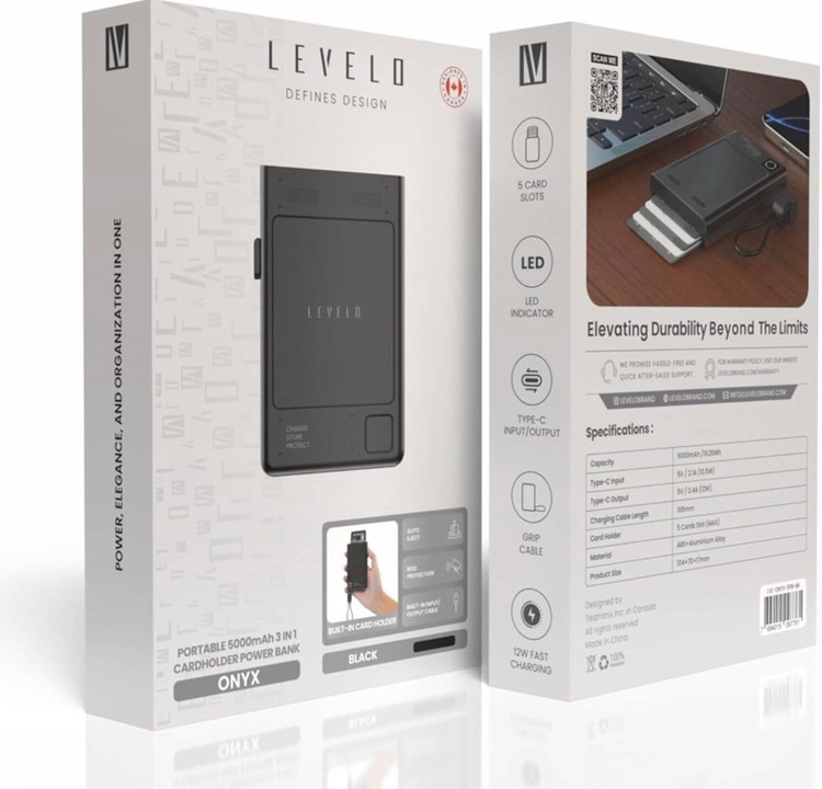 پاوربانک Levelo Onyx 5000mAh مدل LVL-ONYX-5PB-BK