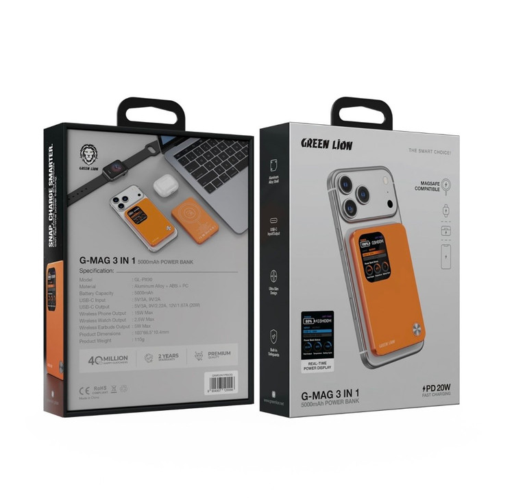 پاوربانک گرین لاین مدل G-MAG 3 IN 1