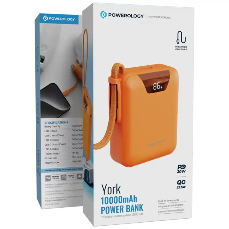 پاوربانک پاورولوجی York ظرفیت ۱۰٬۰۰۰ میلیآمپر ساعت