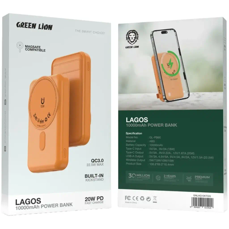 پاوربانک گرین لاین مدل Lagos | ظرفیت 10000mAh