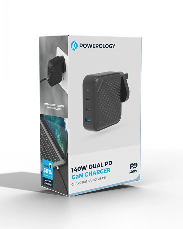 شارژر Powerology 140W Dual PD GaN Charger
